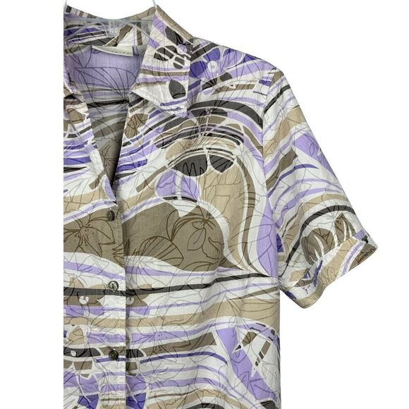 Kim‎ Rogers Button Front Short Sleeve Floral Hawaiian Style Print Shirt Size 10 - Picture 6 of 9